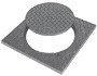 COUVERCLE FONTE 400X400 OUVERTURE RONDE B 125 AVEC CADRE